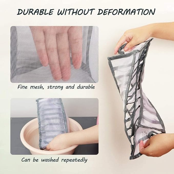3 Set Underwear Organizer, Foldable Bra Underwear Drawer Organizer Divider Bins for Underwear, Socks, Ties, Bras, Underwear Storage Compartment Box (Gray) - Image 5
