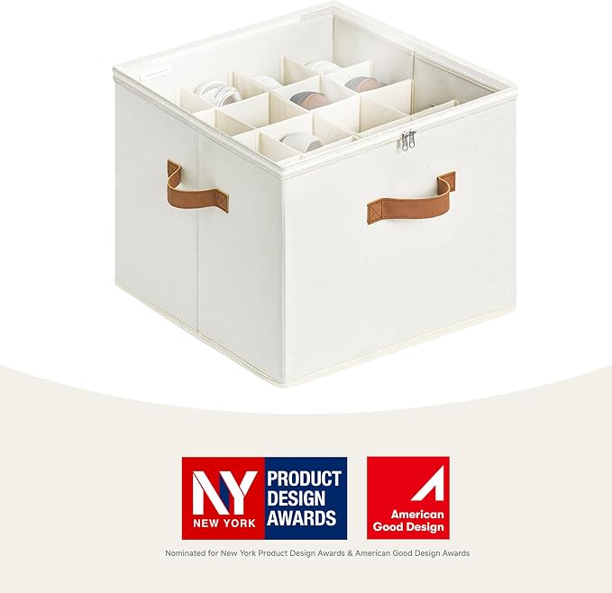 StorageWorks Shoe Organizer for Closet, Shoe Storage Cubby Containers with Adjustable Dividers and Clear Cover, Fits up to 16 Pairs, Foldable Shoe Storage Box for Closet, Entryway, Beige - Image 2