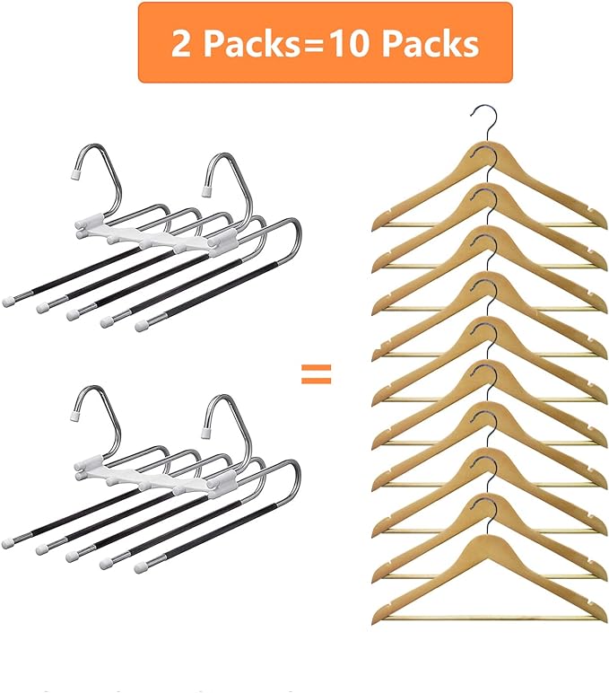 Upgrade Azeroth Pants Hangers 4 Pack Space Saving S-Type Stainless Steel Clothes Pants Hangers,Anti-Slip Design,Clothes Closet Storage Organizer for Pants Jeans Trousers Skirts Scarf - Image 7