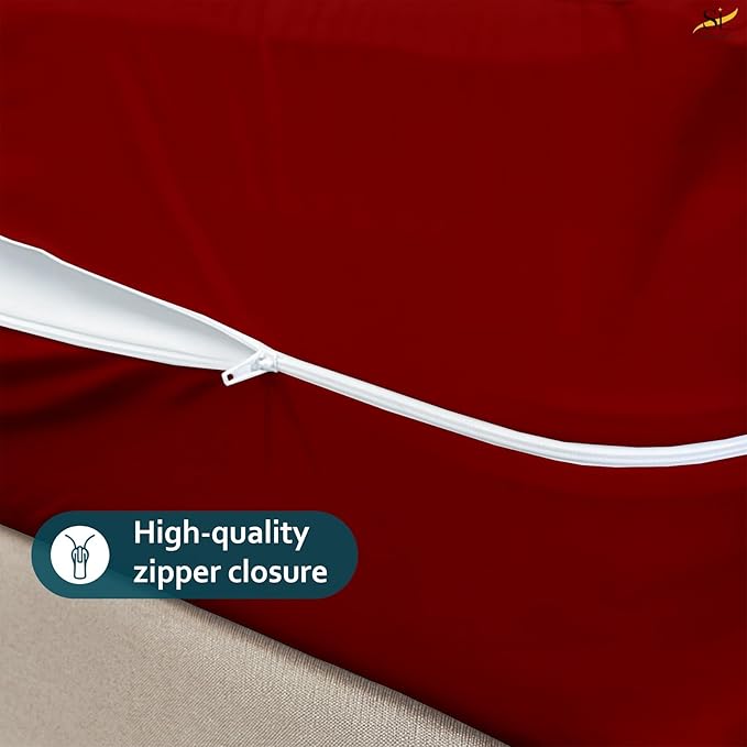 Mattress Protector 48x75 3/4 Full Bunk 100% Waterproof Zippered Cover, 8 Inch Deep, Six-Sided Encasement for Camper & Travel Trailer Beds (Burgundy)