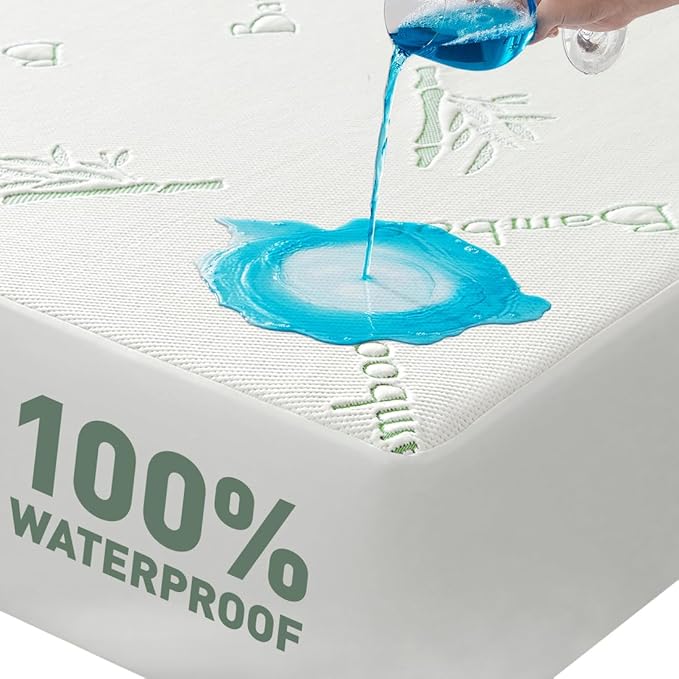 Cooling Twin XL Mattress Protector-100% Waterproof & Noiseless Rayon Fiber Mattress Cover (39" x 80") Size Bed Soft, Breathable, Guards Against Spills/Stains Matterss Pad - Pockets to 21″