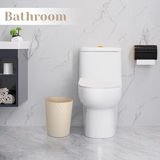UUJOLY Bathroom Small Trash Can with Trash Bag Plastic Garbage Can Round Waste Basket for Bathrooms, Laundry Room, Kitchens, Offices, Kids Rooms, Dorms, 1.8 Gallons, 3 Pack (Blue Green Beige) - Image 5
