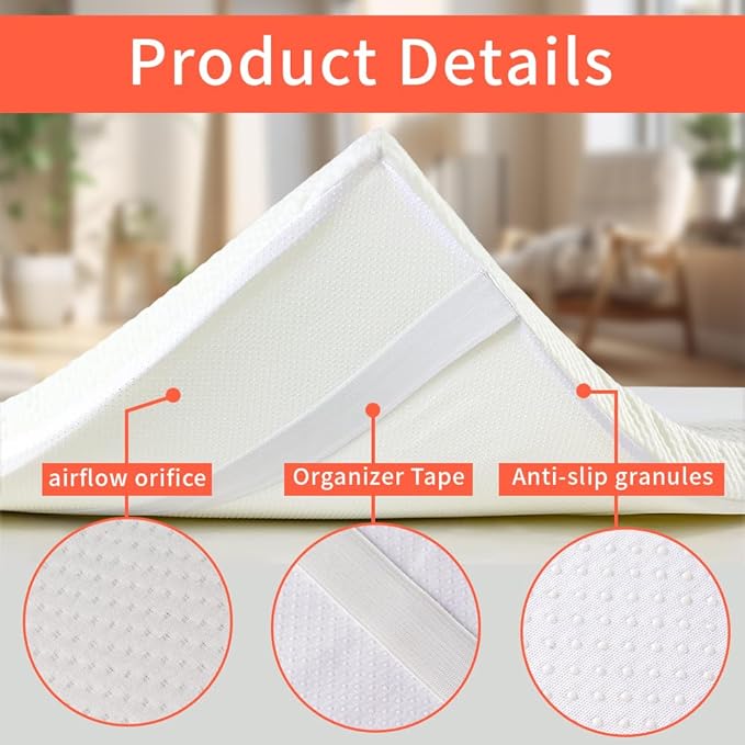 White Lash Bed Topper Memory Foam, 73x24x2 inch, Removable Cover, Non-Slip, For Massage & Beauty