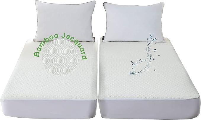 Bamboo Viscose Cooling Split King Mattress Protector for Adjustable Bed Waterproof Soft Breathable Fitted Matress Cover Pad