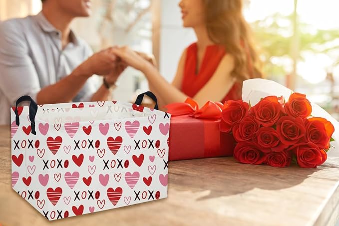 Rectangular Kids Baskets,Heart Basket,Cute Baskets Kids Storage Bin Baby Toy Organizer Box Love Room Decor for Home(XO heart ) - Image 3