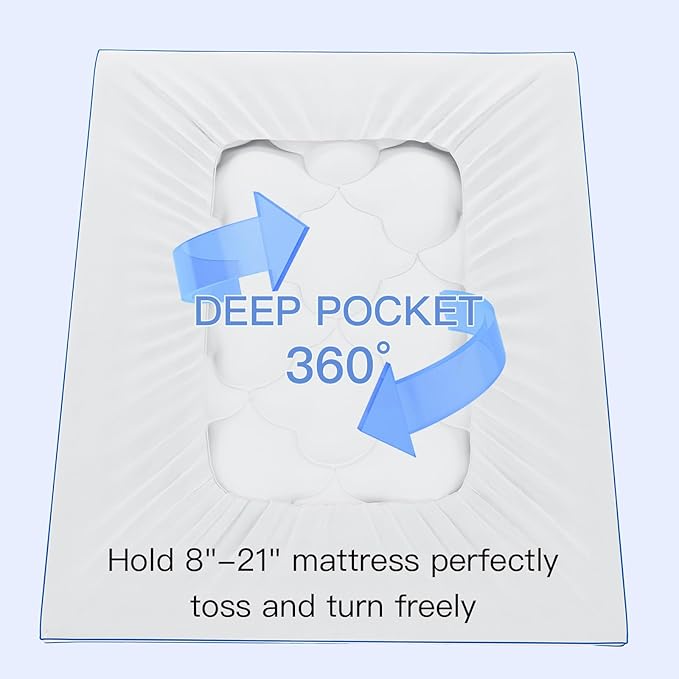 Belffin Pillow Top Mattress Topper California King Size, Mattress Pad Cover with 8-21 Inch Deep Pocket, Bed Mattress Protector for Back Pain Relief Soft Overfilled Down Alternative Filling, White