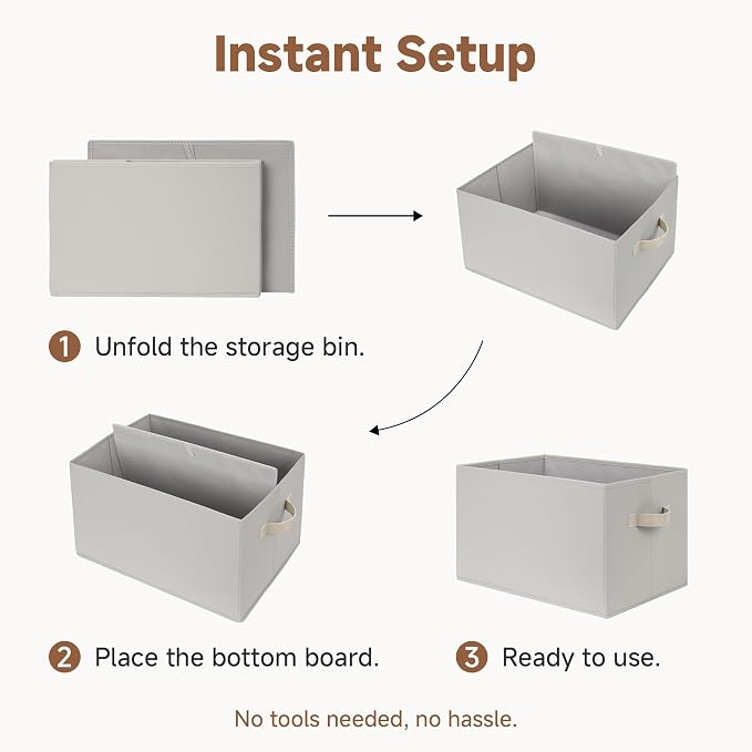 StorageWorks Storage Baskets for Shelves, Fabric Storage Bins, Closet Organization and Storage Baskets, Organizer Bins for Clothes, Light Gray, Extra Large, 3-Pack - Image 8