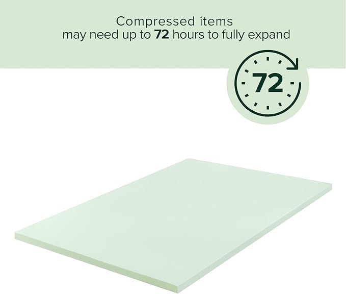 ZINUS 1.5 Inch Green Tea Memory Foam Mattress Topper, Pressure-Relieving Layers, CertiPUR-US Certified, Full