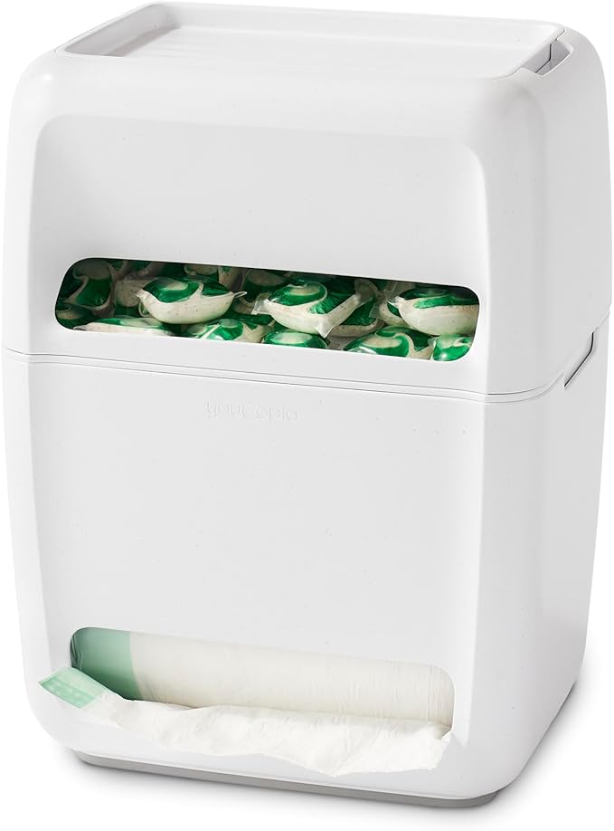 YouCopia SinkSuite Bag & Pod Dispenser, Standing Garbage Bag and Dishwasher Pod Organizer with Removable Lids for Storage, Speckled White by YouCopia