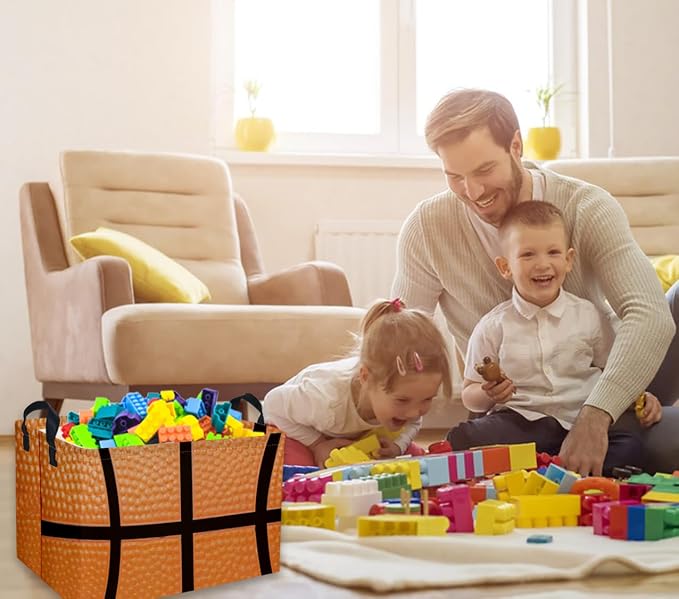 Rectangular Basketballs Baskets Gift Basket Empty Kids Storage Bins Baby Boy Basket Kids Toy Storage Bin Organizer Box Basketball Room Decor for Home(Basketball) - Image 5