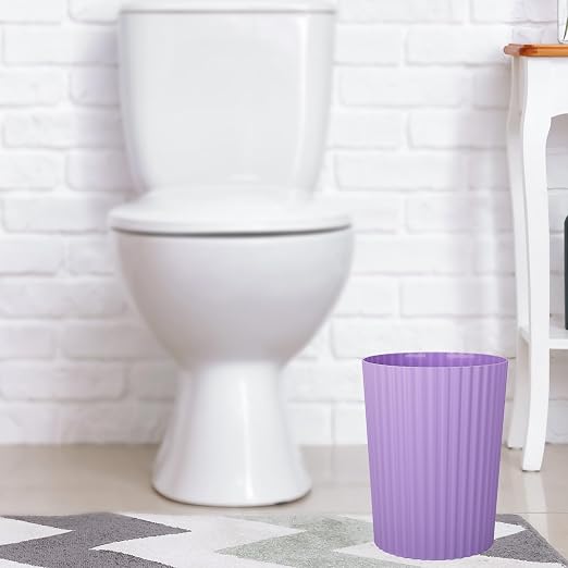 JiatuA Small Trash Can Plastic Wastebasket Round Garbage Container Bin for Bathroom, Kitchen, Bedroom, Home Office, College Dorm, Taro Purple - Image 6
