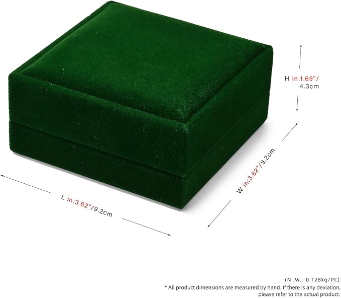 3 in 1 Velvet Jewelry Set Gift Box Earring Gift Box Ring Necklace Boxes Small Jewelry Storage Boxes for Travel Birthday Mother's Day Valentine's Day Gifts (Dark Green) - Image 4
