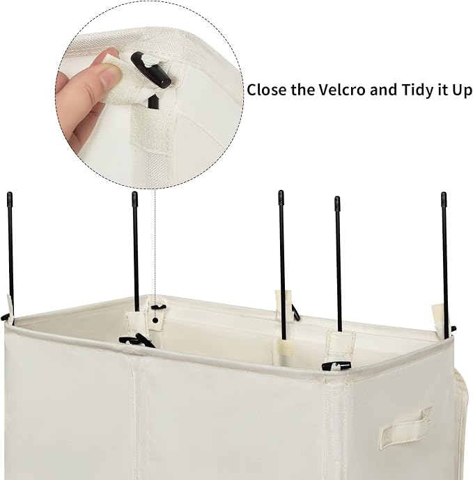 WOWLIVE 154L Double Laundry Hamper with Lid and Removable Laundry Bags, Large Dirty Clothes Hamper 2 section Collapsible Laundry Basket Dorm Room Storage for Bedroom, Bathroom, College,Beige - Image 7