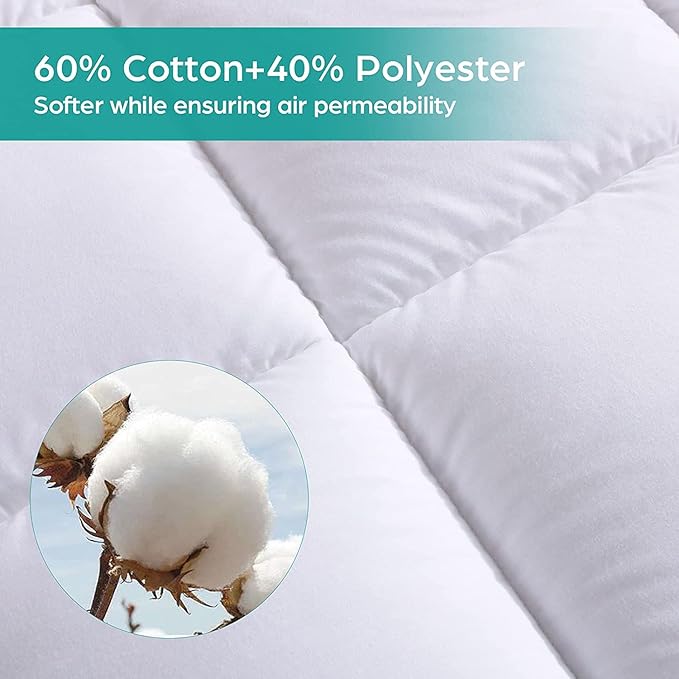WhatsBedding Waterproof Mattress Pad Twin Size Cotton Top Down Alternative Filling Pillow Top Mattress Topper Cover-Fitted Quilted (Waterproof Twin)
