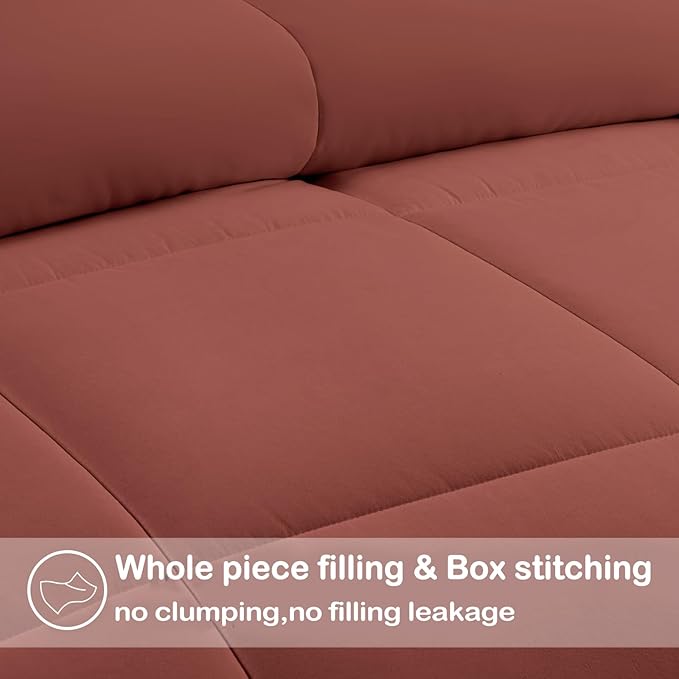 EASELAND Twin XL Down Alternative Comforter - Quilted Duvet Insert for All Seasons, Soft Lightweight with Corner Tabs, Summer Winter Warm Bedding, Terracotta 68×92 Inches