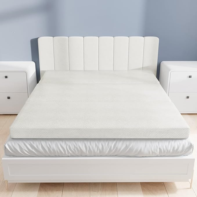 Moonsea Tri Folding Mattress Topper, Memory Foam Tri-fold Mattress with Ultra Soft Waterproof Washable Cover, Full Size (75"x54"x4")