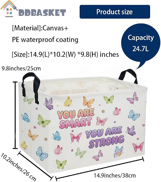 Rectangular Kids Baskets Butterfly Basket Cute Storage Bins Organizer Box Boys Room Decor for Home.(Color butterfly) - Image 2
