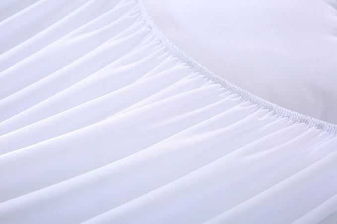 EVOLIVE Microfiber Mattress Topper Mattress Pad Pillow Cover Quilted Fitted Mattress Protector 8-18" Deep Pocket Cooling Mattress Topper (Full 75"x54"x2" Inches, White)