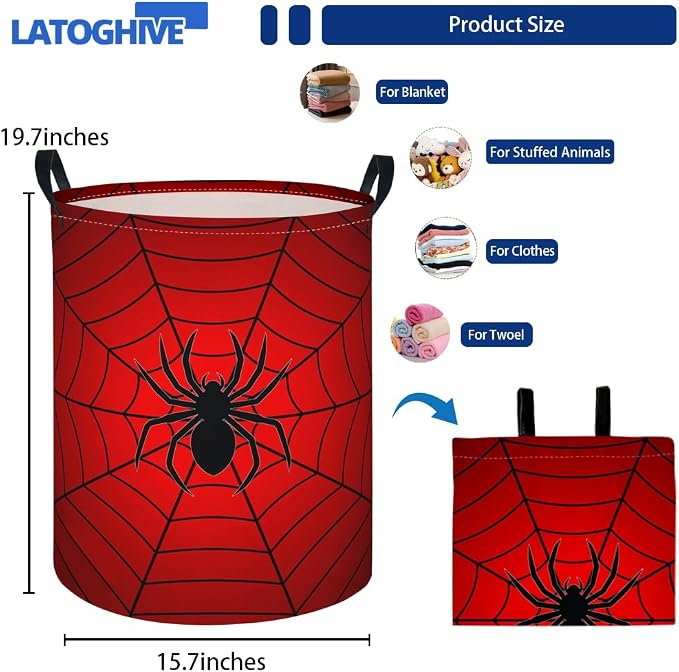 Baby Laundry Hamper kids laundry Basket Waterproof Laundry Bag for Bedroom Toy Clothes Organizer Room Décor(Spider Web) - Image 2