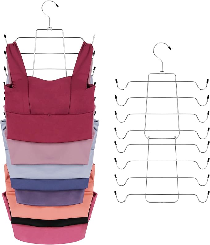 ZEDODIER Tank Top Hanger Space Saving, Bra Hangers for Closet Organizer, Hanging Bra Organizer Tank Tops Holder with 8 Hooks, Metal Closet Organizers and Storage Small Space Solutions, Silver by ZEDODIER
