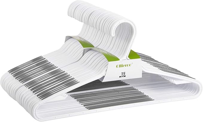 30 Pack Bendable Plastic Hangers Light-Weight Non-Slip Clothes/Suit Hangers(Grey) by Ollieroo