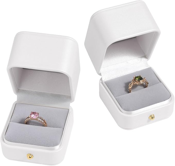 Velvet Ring Gift Box, Small Jewelry Earring Studs Holder Case for Wedding Day, Proposal, Engagement, Anniversary, Ring Display Storage Box for Women Girl (White S) - Image 5