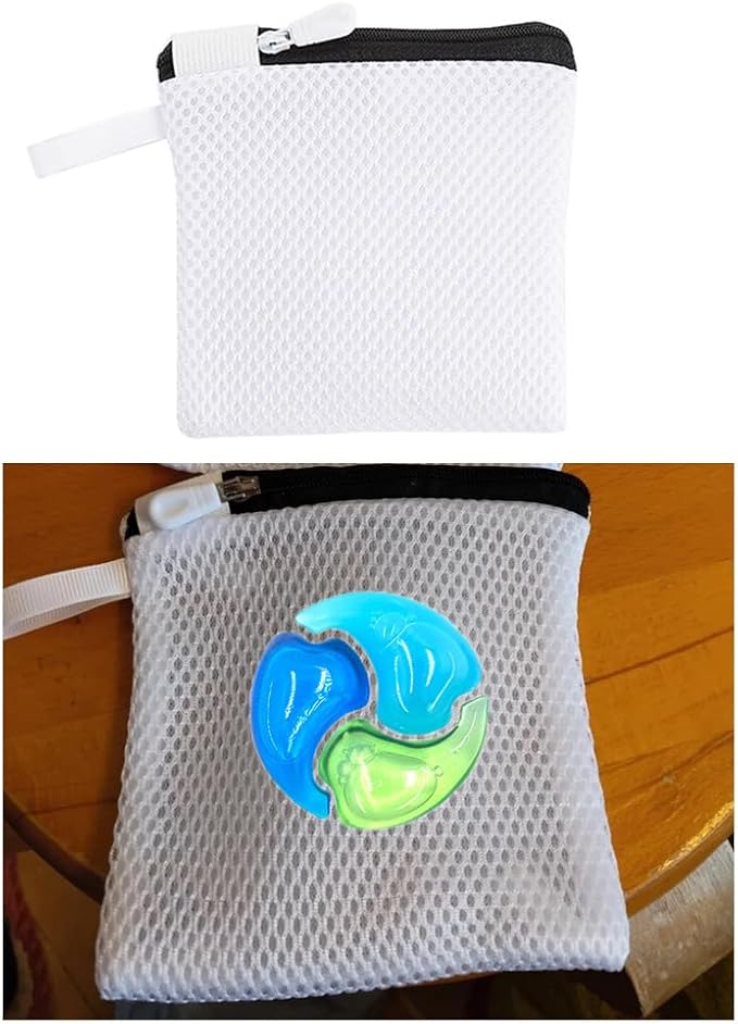2 Pack In-Wash Scent Booster Beads Laundry Bag with Zipper Laundry Detergent Pacs Wash Bags for Soap Pacs Pods Sheets Scent Crystals Washing Machine Cleaner Descaler Deep Cleaning Tablets - Image 4