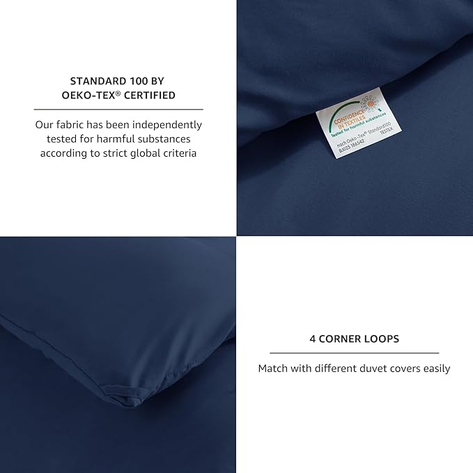 CozyLux Oversized Queen Comforter Set Navy Blue, 3 Pieces 98x98 Solid Breathable Quilted Bedding Sets for All Season, Luxury Soft Lightweight Bed Set with Down Alternative Comforter and 2 Pillowcases