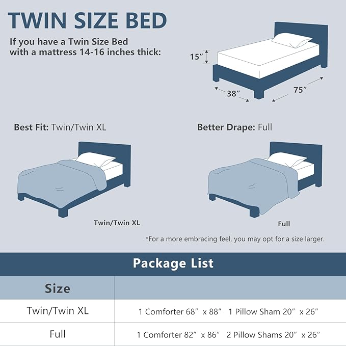 CozyLux Full Size Comforter Set - 3 Pieces Blue Soft Luxury Cationic Dyeing Bedding Comforter for All Season, Breathable Lightweight Fluffy Bed Set with 1 Comforter and 2 Pillow Shams