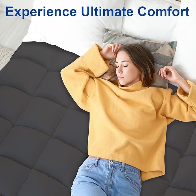 KAYFIA TwinXL Mattress Topper,Extra Thick Mattress Pad Cover for Deep Sleep,3D+7D Snow Down Alternative Fill Overfilled Plush Pillow Top Mattress with 8-23 Inch Deep Pocket-Grey