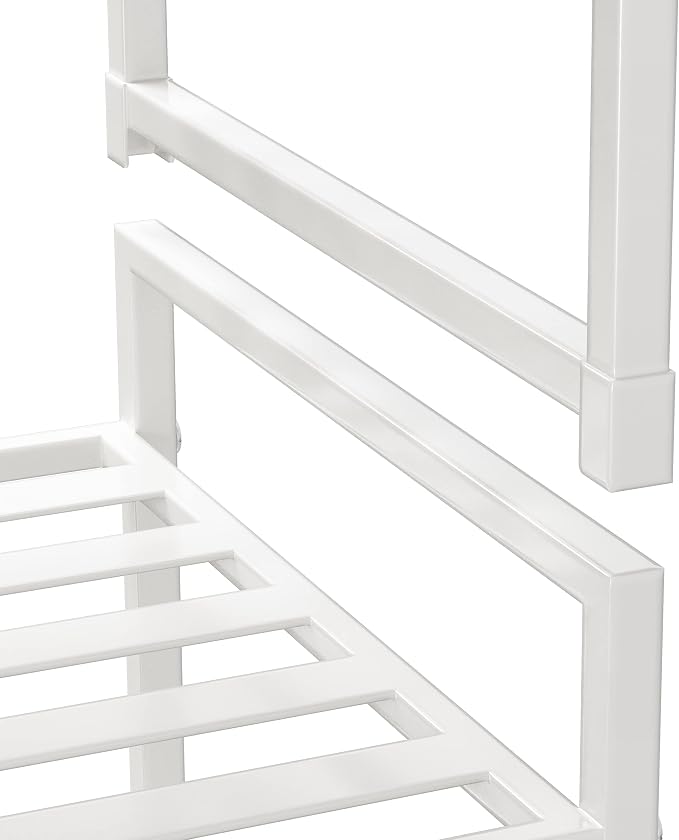 Simple Houseware 3-Tier Stackable Metal Panel Shoes Rack, White - Image 6