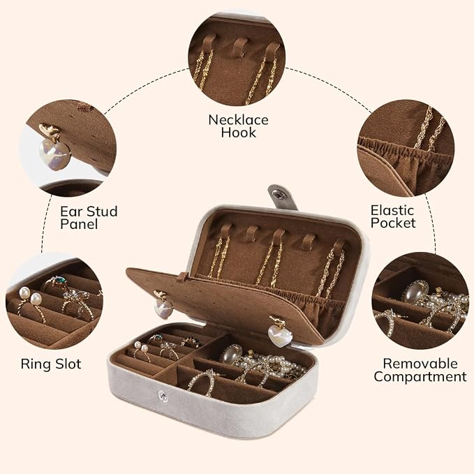 Smileshe Travel Jewelry Box, PU Leather Small Gift Portable Case, 2 Layers Organizer Display Storage Boxes for Rings, Earrings, Necklaces, Bracelets - Image 3