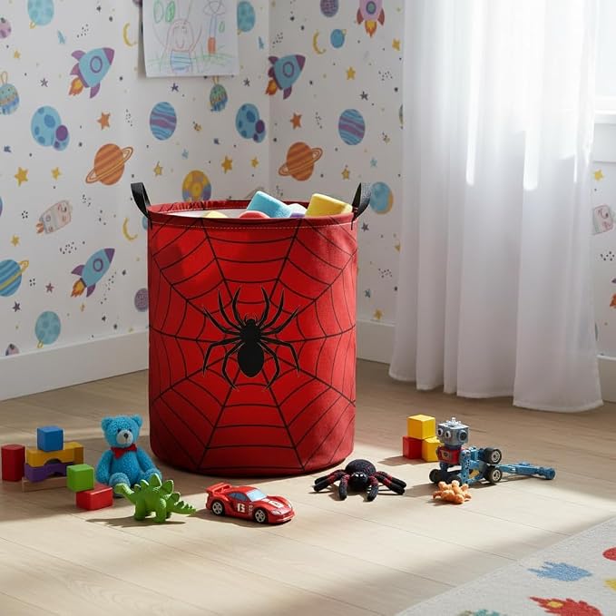 Baby Laundry Hamper kids laundry Basket Waterproof Laundry Bag for Bedroom Toy Clothes Organizer Room Décor(Spider Web) - Image 4