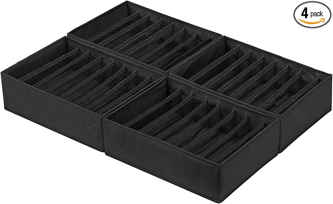 Qozary 4 Pack Drawer Organizers for Clothing, 8 Grids Foldable Closet Organizers and Storage Bins for Bedroom, Dresser Organizer Boxes for Thin T-shirts, Tank Tops by Qozary