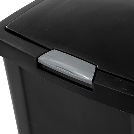 Sterilite 13 Gallon TouchTop Narrow Plastic Wastebasket with Secure Titanium Latch for Kitchen, Bathroom, and Office Use, Black (8 Pack) - Image 9