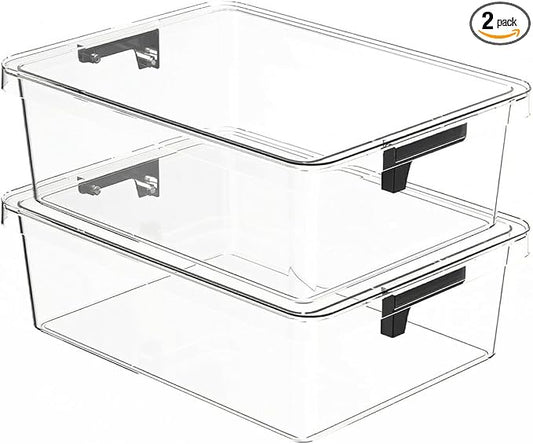 Bra Drawer Organizer for Women - 2 PCS Clear Plastic Storage Box with Lid and Dividers for Socks, Underwear, Bras, Ties, and Closet Organization by Unknown