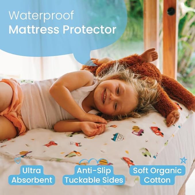 Potty Training Bed Pads for Toddlers Twin-Sized Beds, Tuckable Bed Wetting Pads for Kids, 100% Waterproof Mattress Protector, Non-Slip, Reusable & Washable Underpads (Tgt Design)