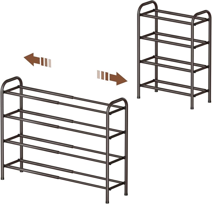 Gonfoam 4-Tier Expandable Shoe Rack,Adjustable Shoe Shelf Storage Organizer Heavy Duty Metal Free Standing Shoe Rack for Entryway Closet Doorway (Bronze) by Gonfoam