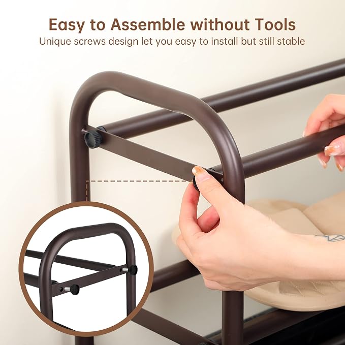 Gonfoam 4-Tier Expandable Shoe Rack,Adjustable Shoe Shelf Storage Organizer Heavy Duty Metal Free Standing Shoe Rack for Entryway Closet Doorway (Bronze) - Image 3