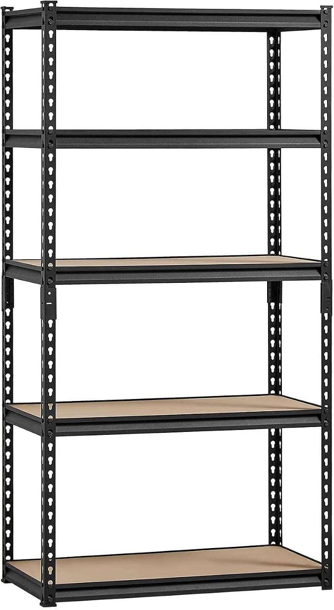 VEVOR Storage Shelves, 2000 lbs, 5 Tier Garage Storage Shelving, 16" D x 32" W x 62.8" H Adjustable Metal Shelves for Garage Shelves Utility Rack Shelf, Ideal for Kitchen, Warehouse, Basement, Black - Image 9