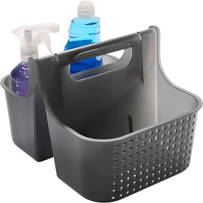 madesmart Portable Shower Caddy Tote with Soft Handle, Plastic Organizer for Soap, Shampoo & Bath Essentials, Carbon - Image 4