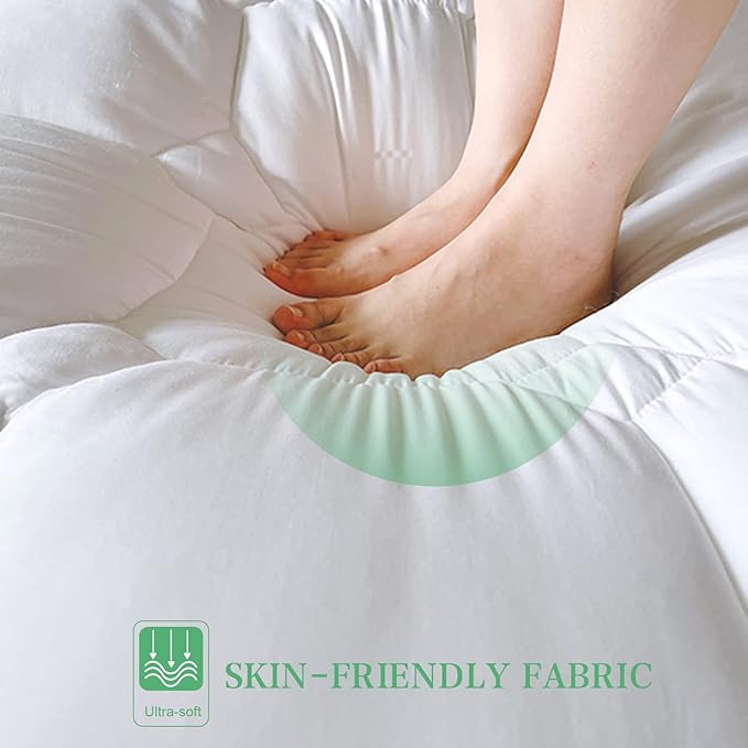 UNILIBRA Queen Size Mattress Pad Cooling Rayon from Bamboo, Quilted Fitted Mattress Protector Pillow Top Mattress Cover with Deep Pocket Up to 21 Inches, Ultra Soft Filling Mattress Topper