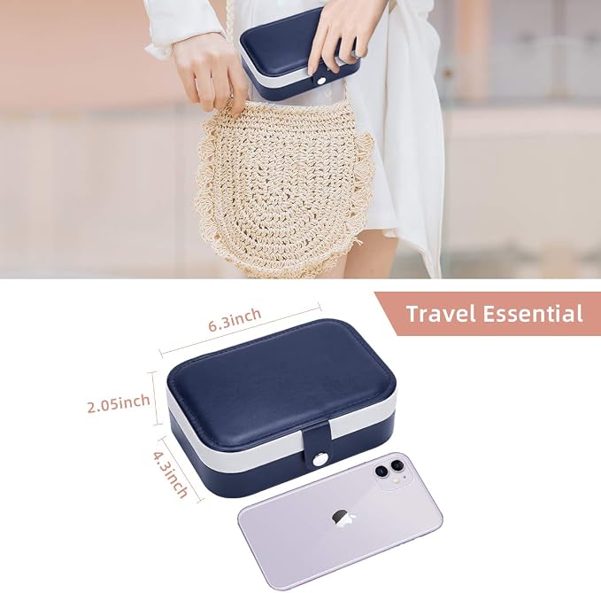 CASEGRACE Jewelry Box For Women Travel Jewelry Organizer Double Layer for Necklace Earring Rings Jewelry Holder Case - Image 2