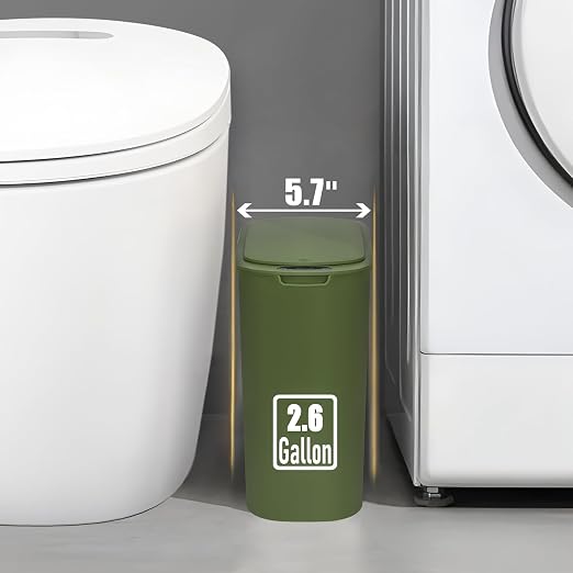 Automatic Motion Sensor Bathroom Trash Can with Lid, 2.6 Gallon Touchless Trash Bin, Smart Garbage Can Plastic Slim Wastebasket for Bedroom, Office, Dorm (Green) - Image 5