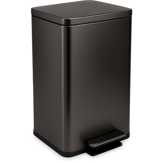 Simpli-Magic 13.2 Gallon (50L) Step Trash Can – Kitchen Garbage Can with Slow-Close Lid – Odor Control, Hands-Free, Easy to Clean, Brushed Stainless Steel by Simpli-Magic