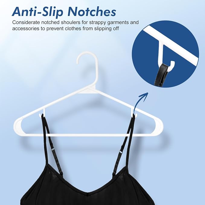 HOUSE DAY Plastic Hangers 20 Pack, Space Saving Clothes Hangers with Built-in Hooks, Durable & Strong Closet Organizers and Storage, Dorm Room Essential, Perfect for Shirts, Coat, Pants, Dress - White - Image 4