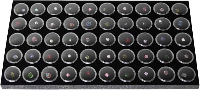 Ikee Design Jewelry Storage Tray Insert, 50 Gemstone Display Jars, Black Foam Liner, Home Organization, 14 1/4 x 7 3/4 x 3/4 in - Image 3