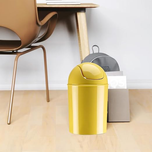 Umbra 1.25 Gallon Mini Waste Can with Removable Swing-Top Lid - Small Garbage Bin for Kitchen, Bathroom, Bedroom, Office - Compact Trash Can Fit Under Tables & Counters - Yellow - Image 3
