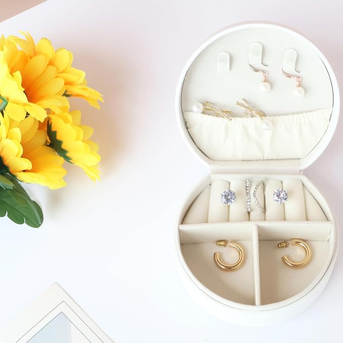 Travel Jewelry Case,Personalized Jewelry Box,Elegant Half-Moon Design with Personalized Golden Initial Case,Personalized Gifts for Women,Jewelry organizer;Personalized Gifts for Women or Friends(A) - Image 6