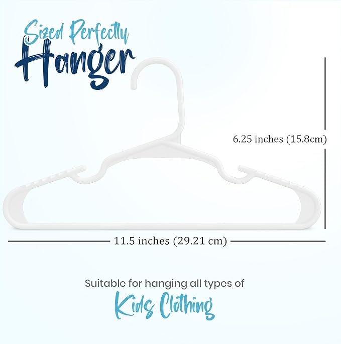 Utopia Home Kids Hangers - Plastic Baby Hangers for Closet - Childrens Hangers for Clothes & Infant Hangers for Closet - Ideal for Everyday Standard Use (White, Pack of 100) - Image 2